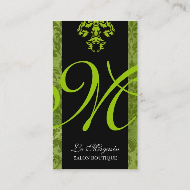 311-Marley Monogram Lime Business Card (Front)