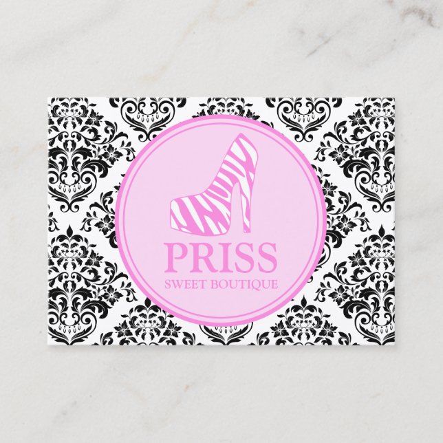 311 Miss Priss Zebra Heel Business Card (Front)