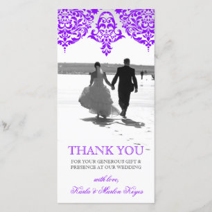 311 Mon Cherie Damask Fabulous Purple Thank You Card