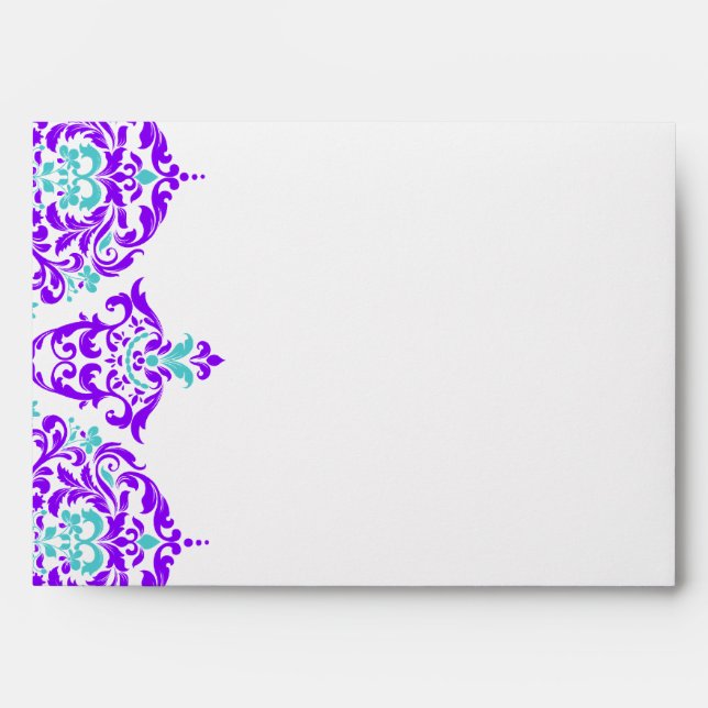 311 Mon Cherie Damask Plum Aqua Envelopes (Front)