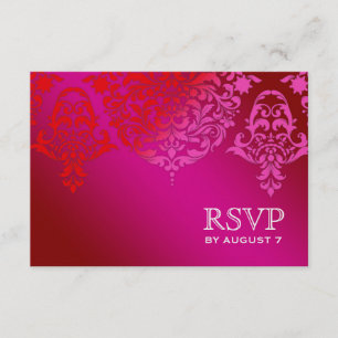 311 Mon Cherie Damask Plum Aqua RSVP Card