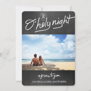311 O Holy Night Chalkboard Typography Holiday Card