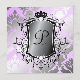 311 Ooh La La Lilac Damask Fabulous 40 Invitation