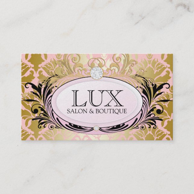 311 Opulent Gold Pink Premium Pearl Paper Business Card (Front)