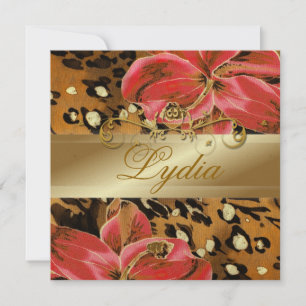 311 Orange Wild Tiger  Lily Golden Metallic Invitation