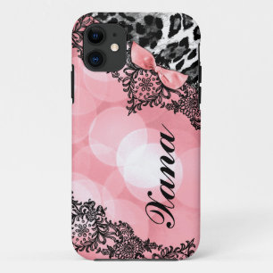 311 Peach Leopard Dream in Lights Lace faux bow Case-Mate iPhone Case