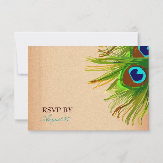 311-Peacock Feather RSVP Card (Front)