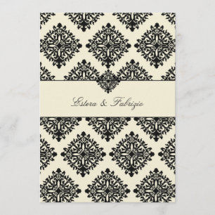311-Phoebe Cream & Black Damask Invitation