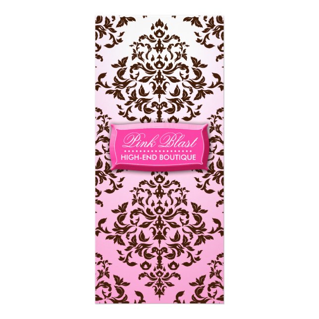 311 Pink Blast Chocolate Brown Damask Rack Card (Front)