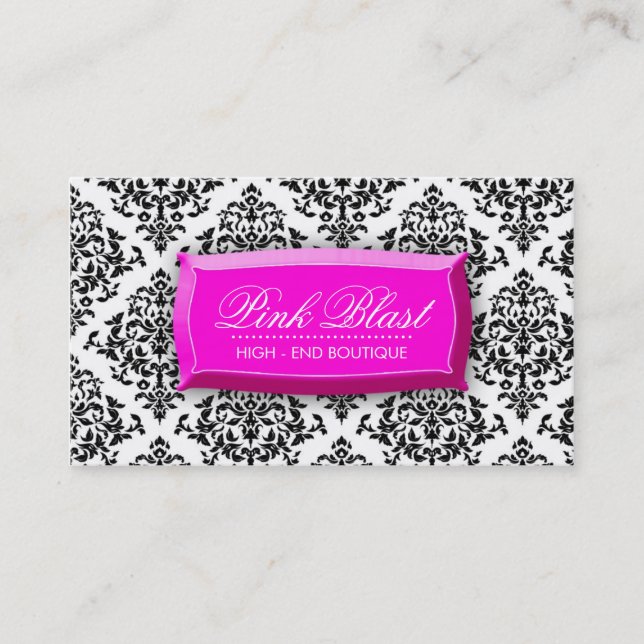 311 Pink Blast Damask Flashy Pink Business Card (Front)