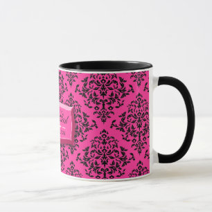 311-Pink Blast Hot Pink Damask Coffee Mug