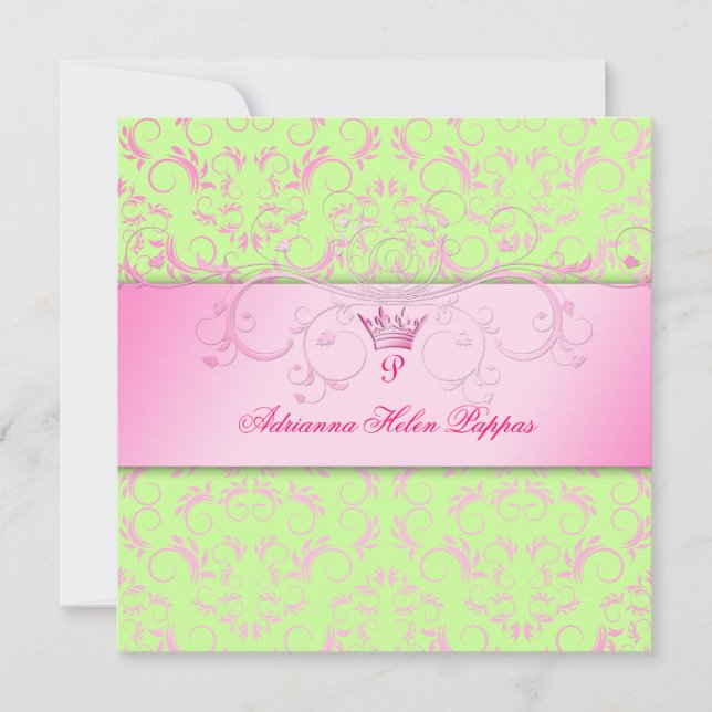 311-Pink Divine and Graceful Lime Invitation (Front)