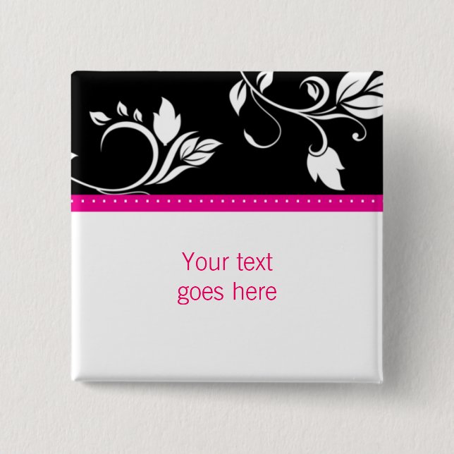 311 PInk Flower trendy Swirls custom brooch / pin (Front)