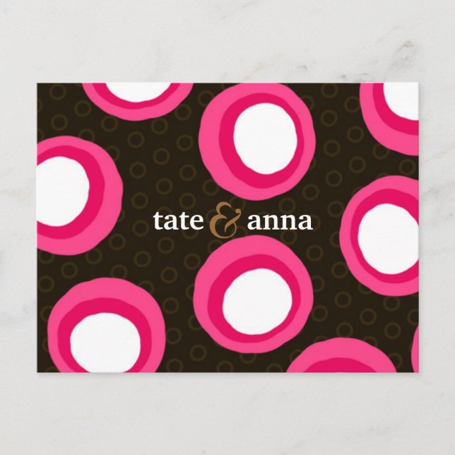 311-PINK RETRO DOTS INVITATION POSTCARD (Front)