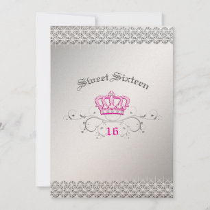 311-Queen for a Day Sweet Sixteen Hott Pink Invitation