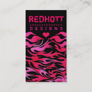 311 RED HOTT FLAMES HEART BACKGROUND BUSINESS CARD