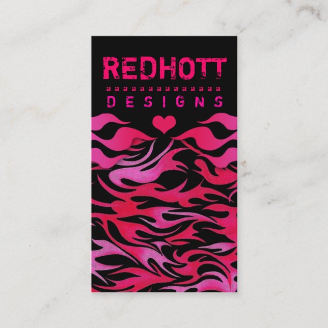 311 RED HOTT FLAMES HEART BACKGROUND BUSINESS CARD (Front)