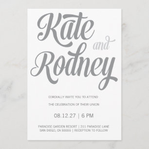 311 Retro Grey Custom Wedding Contact Me Invitation