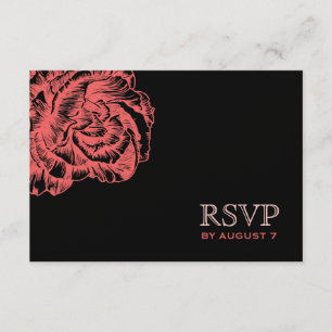 311 Ruffled Peony Coral Melon & Black RSVP Card