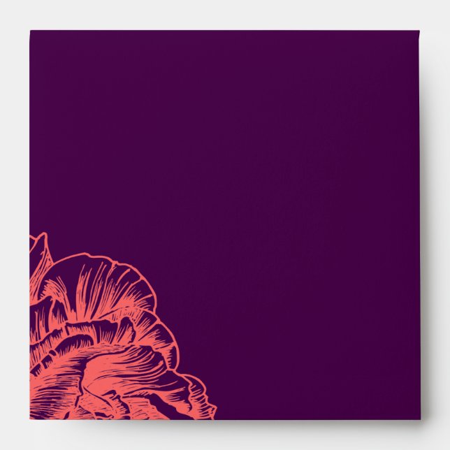 311 Ruffled Peony Coral Melon Purple Square Envelopes (Front)