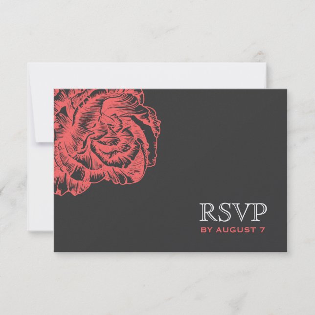 311 Ruffled Peony Coral Melon RSVP Card (Front)