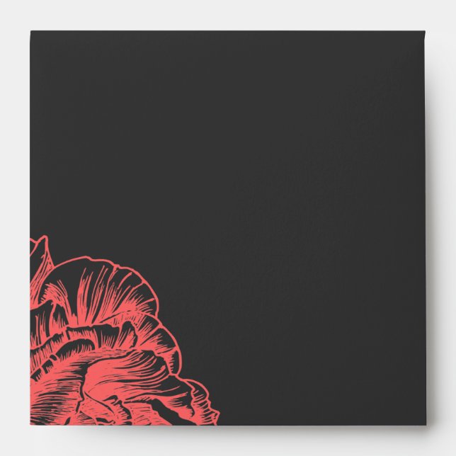 311 Ruffled Peony Coral Melon Square Envelope (Front)
