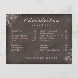 311 Salon Spa Floral Postcard Brochure Pink