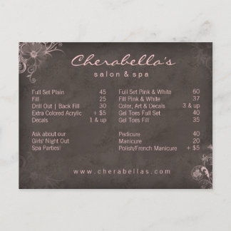 311 Salon Spa Floral Postcard Brochure Pink