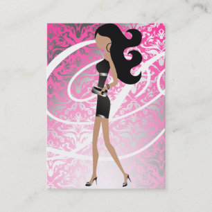 311-Sassy Fashionista Monogram Pink Damask Appointment Card