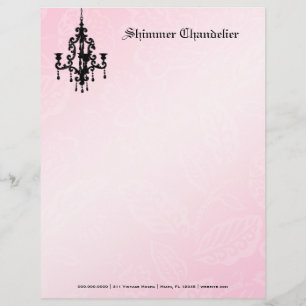 311-Shimmer Chandelier Pink Personalised Letterhead