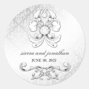 311-Silver Diamond Luxe Damask Sticker
