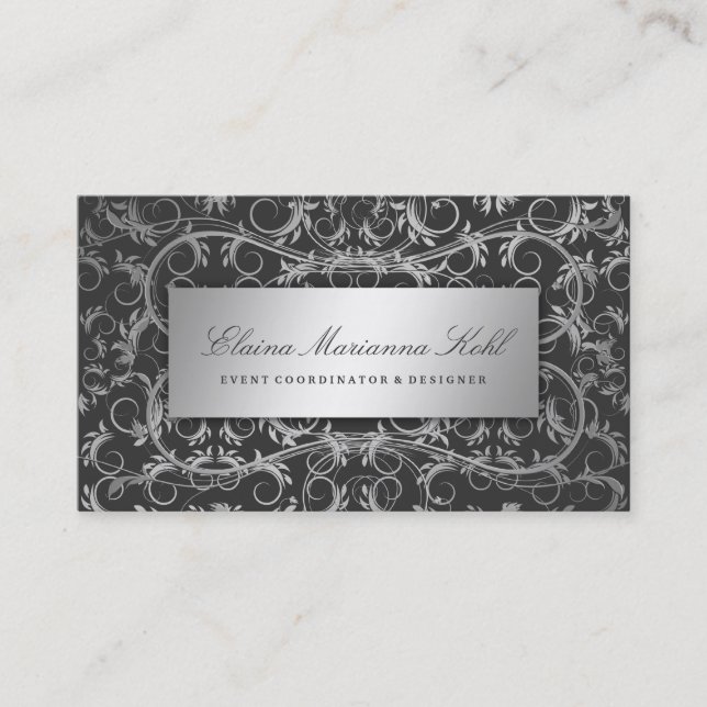 311-Silver Divine Charcoal Grey Business Card (Front)