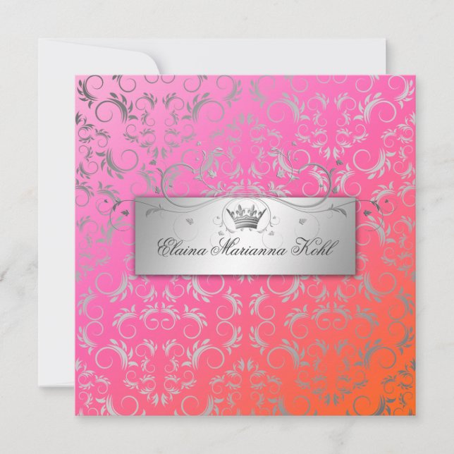 311-Silver Divine | Dreamsicle Sweet 16 Invitation (Front)