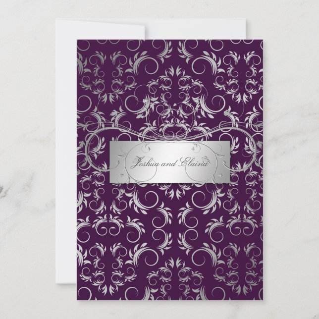 311-Silver Divine | Eggplant Invitation (Front)