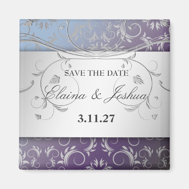311-Silver Divine Hydrangea Save the Date Magnet (Front)