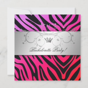 311-Silver Divine Purple Punch Zebra Bachelorette Invitation