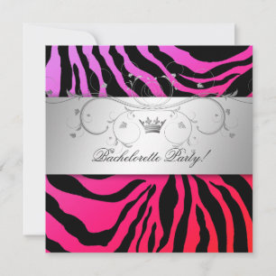 311-Silver Divine Purple Punch Zebra Bachelorette Invitation