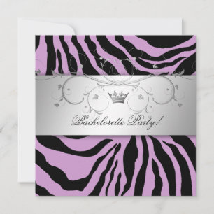 311-Silver Divine Purple Zebra Bachelorette Invitation