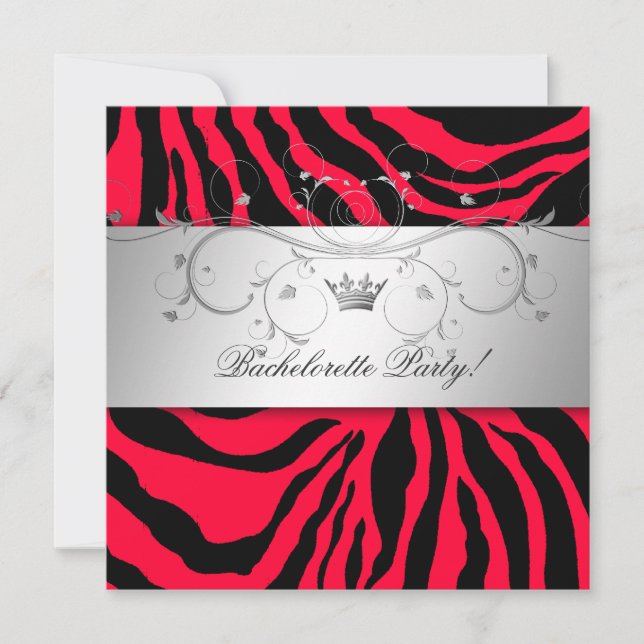311-Silver Divine Red Hot Martini | Bachelorette Invitation (Front)