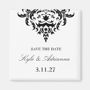 311-Simplisticly Elegant Damask Save the Date Magnet