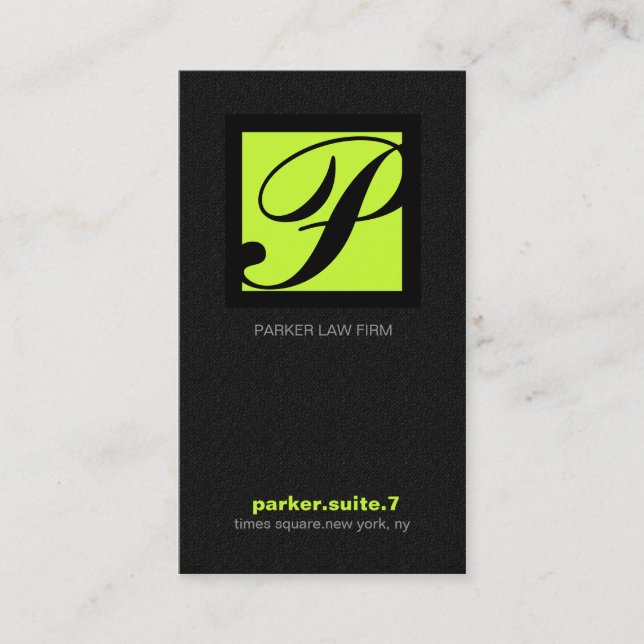 311-SIMPLY SQUARE MONOGRAM TEXTURE-LIME BUSINESS CARD (Front)