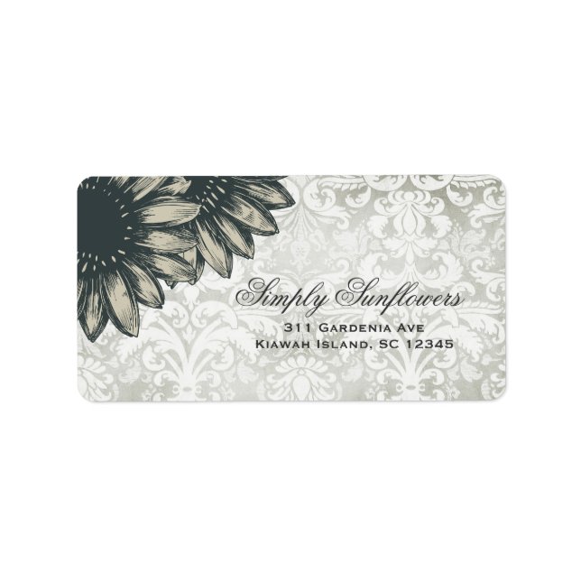 311-Simply Sunflowers Vintage Damask Label (Front)