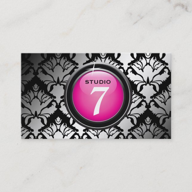 311-Sleek "Button" Hot Pink Business Card (Front)