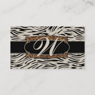 311 Sophisticated Jungle Zebra Monogram Business Card