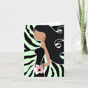 311-Spa Fashionista Bob Ambrosia Green Zebra Thank You Card