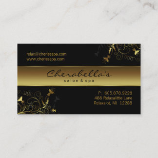 311 Spa - Salon Flower Elegant Gold Business Card