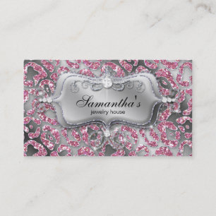311 Sparkle Jewellery Zebra Classy Pink Leopard Business Card