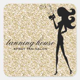 311 Spray Tan Fashionista Silhouette Faux Gold Square Sticker