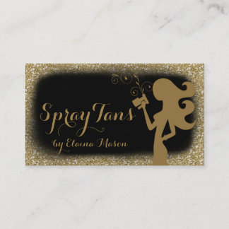 311 Spray Tan Girl Gold Glitter Black Business Card