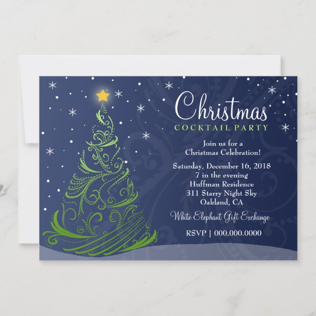 311 Starry Night Christmas Invite | Blue (Front)